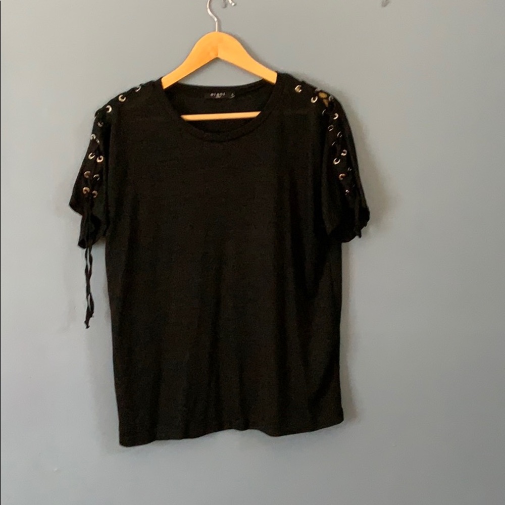 Black Tie-Up Short Sleeve